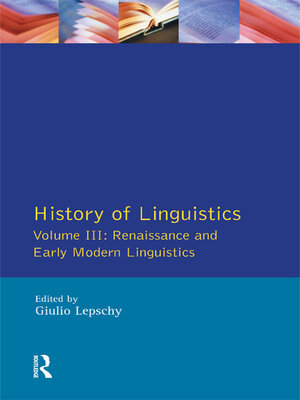 cover image of History of Linguistics Vol III